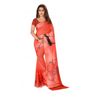 SVB Saree Red Satin Saree