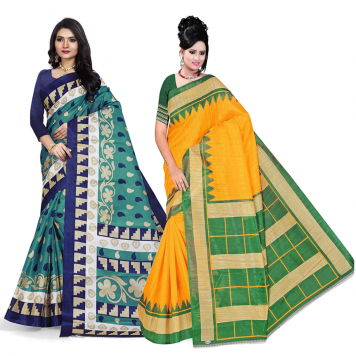 SVB Saree Multicolour Silk Saree Combo of 2 Saree