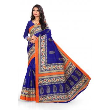 SVB Saree Blue Bhagalpuri Silk Saree With Blouse Piece