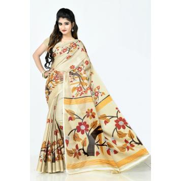 SVB Saree Chiku Khadi Silk Saree With Blouse Piece