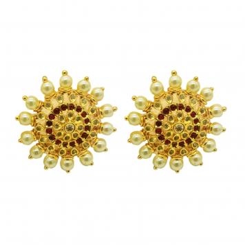 Classy Golden Sunflower Semiprecious Stone Freshwater P...