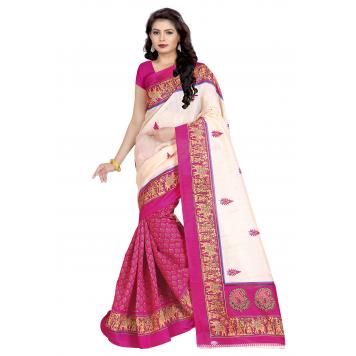 SVB Saree Pink Bhagalpuri Silk Saree With Blouse Piece