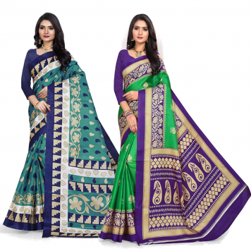 SVB Saree Multicolour Silk Saree Combo of 2 Saree