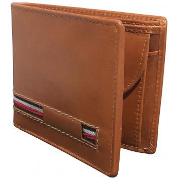 Men Brown Genuine Leather RFID Wallet 3 Card Slot 2 Not...