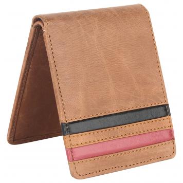 Men Brown Original Leather RFID Wallet 7 Card Slot 2 No...