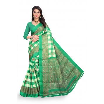 SVB Saree Green Khadi Silk Saree With Blouse Piece