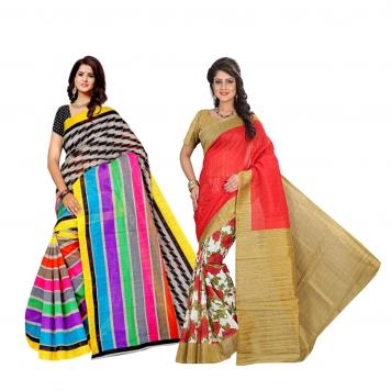 SVB Saree Multicolour Silk Saree Combo of 2 Saree