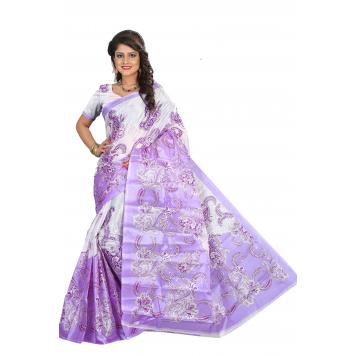 SVB Saree Purple Colour Taffeta Saree Without Blouse Pi...