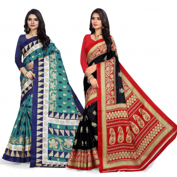 SVB Saree Multicolour Silk Saree Combo of 2 Saree