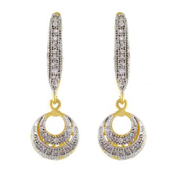 Gold Plated American Diamond Cz Jhumki Earrings for Gir...