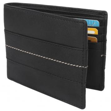 Men Black Genuine Leather RFID Wallet 8 Card Slot 2 Not...