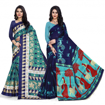 SVB Saree Multicolour Silk Saree Combo of 2 Saree