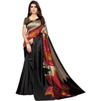 SVB Saree Black Colour Mysore Silk Kalamkari Saree