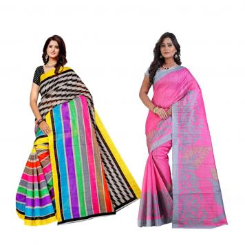 SVB Saree Multicolour Silk Saree Combo of 2 Saree