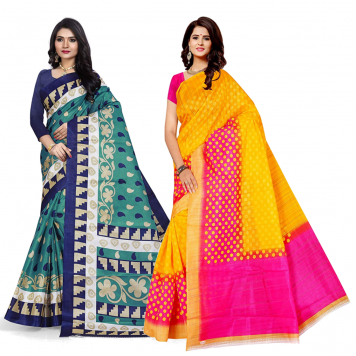 SVB Saree Multicolour Silk Saree Combo of 2 Saree