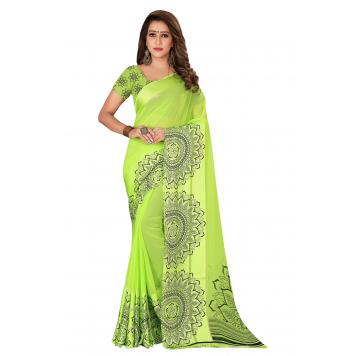 SVB Saree Green  Satin Saree