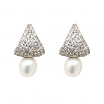 Tropical Triangle Cz Stone Freshwater Pearl Tops by Mah...