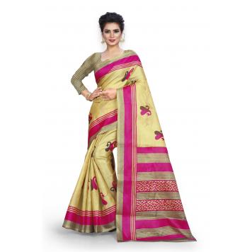 SVB Saree Pink Colour Khadi Silk Saree With Blouse Piec...