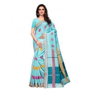 Premium BhagalPuri Silk Fashionable Sarees (Blue) By As...