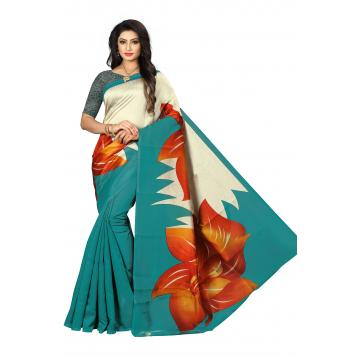 SVB Saree Womens Mysore Silk Multicolor Printed Saree W...