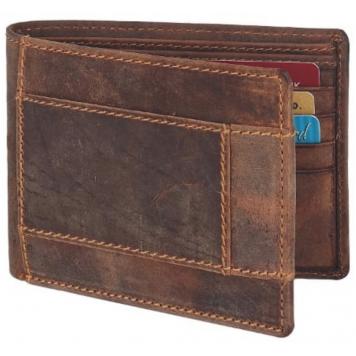 Men Brown Original Leather RFID Wallet 8 Card Slot 2 No...