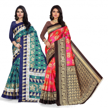 SVB Saree Multicolour Silk Saree Combo of 2 Saree