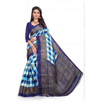 SVB Saree Dark Blue Khadi Silk Saree With Blouse Piece