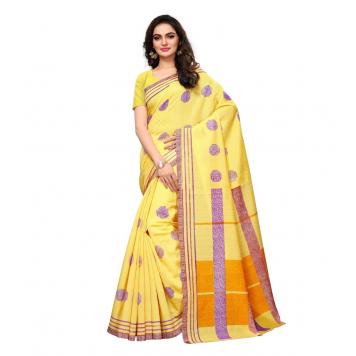 Premium BhagalPuri Silk Fashionable Sarees (Yellow) By ...