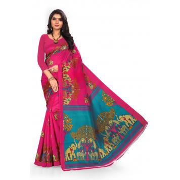 SVB Saree Pink Mysor Silk Saree With Blouse Piece