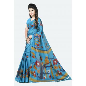 SVB Saree Blue Khadi Silk Saree With Blouse Piece