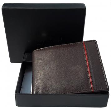 Men Brown Genuine Leather RFID Wallet 3 Card Slot 2 Not...