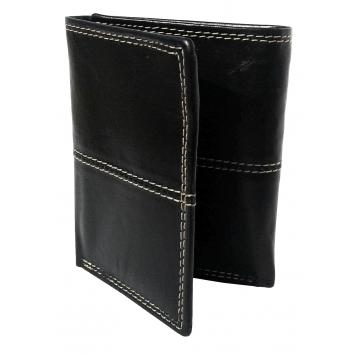 Men Black Original Leather RFID Wallet 5 Card Slot 2 No...