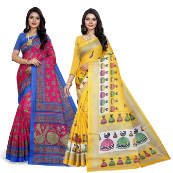 SVB Saree Multicolour Silk Saree Combo of 2 Saree