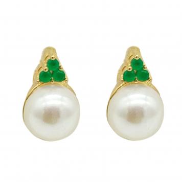 Trio Drop Green SemiPrecious Stone Freshwater Pearl Stu...