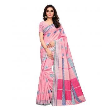 Premium BhagalPuri Silk Fashionable Sarees (Pink) By As...