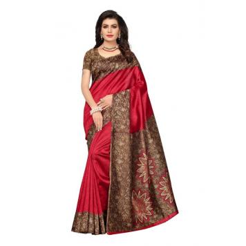 SVB Saree Maroon Colour Kalamakari Mysore Silk Saree