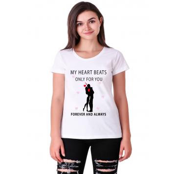 Mekanshi MY HEART BEATS ONLY FOR YOU casual printed t-s...