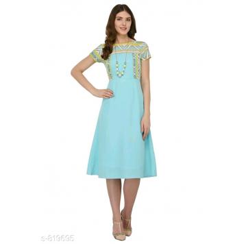 Adorn This Classy Crepe Tops for Girls / Women (Cyan) b...