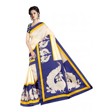 SVB Saree Blue Bhagalpuri Silk Saree With Blouse Piece