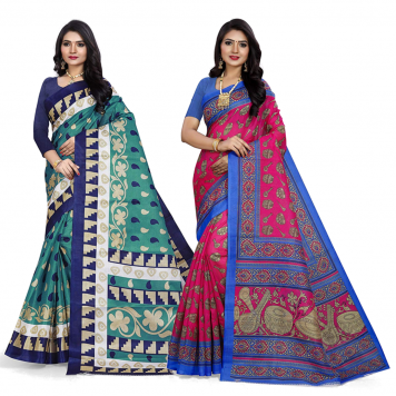 SVB Saree Multicolour Silk Saree Combo of 2 Saree