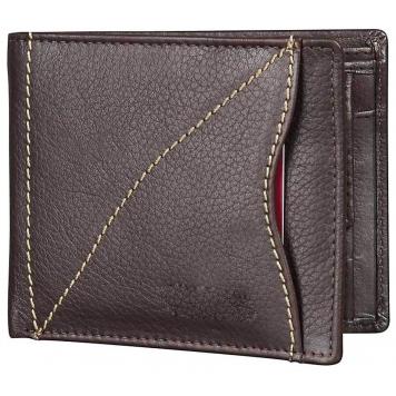 Men Brown Original Leather RFID Wallet 3 Card Slot 2 No...