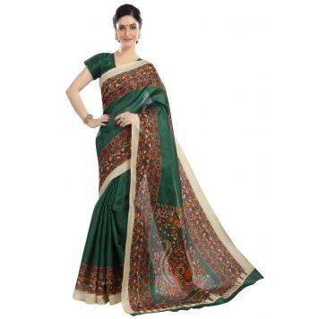 SVB Saree Green Colour Art Silk Saree With Blouse Piece...