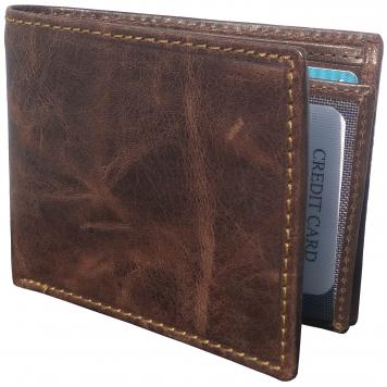 Men Brown Genuine Leather RFID Wallet 12 Card Slot 2 No...