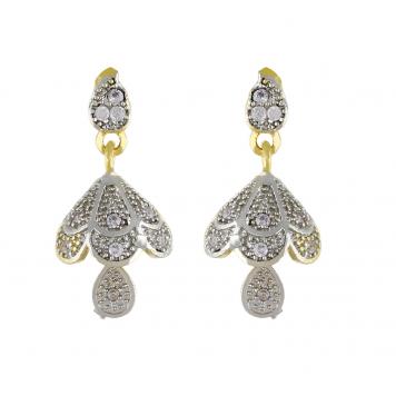 Gold Plated American Diamond Cz Jhumki Earrings for Gir...