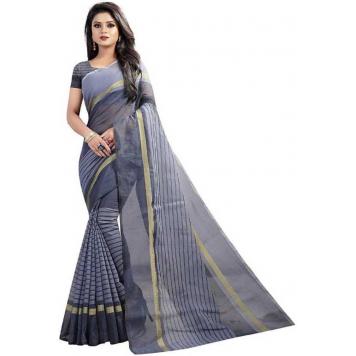 SVB Saree Grey Colour Polycotton silk sare