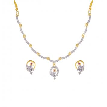 Beautiful Cz & Semiprecious with Gold Plated Neckla...