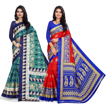 SVB Saree Multicolour Silk Saree Combo of 2 Saree