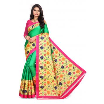 SVB Saree Green Khadi Silk Saree With Blouse Piece