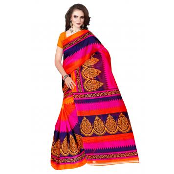 SVB Saree Multicolour Bhagalpuri Silk Saree With Blouse...