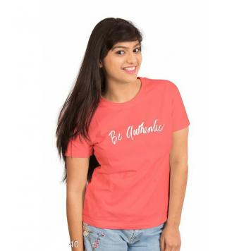 Classy Cotton T-Shirts for Girls / Women (Pink) by Asli...